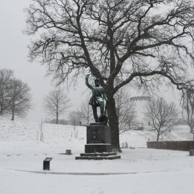 Sne på Landsoldatpladsen