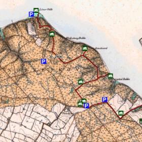 Rute over fortidsminder i Stenderupskovene