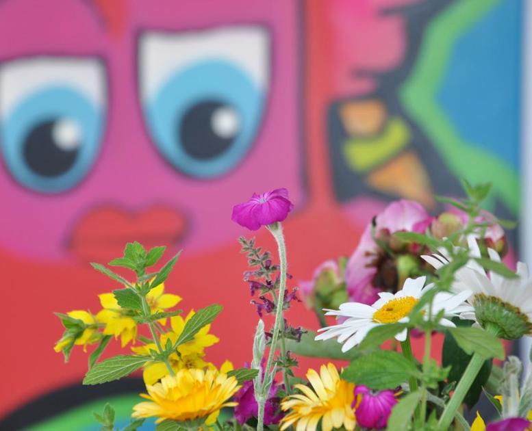 Graffiti og blomster i Kanalbyen